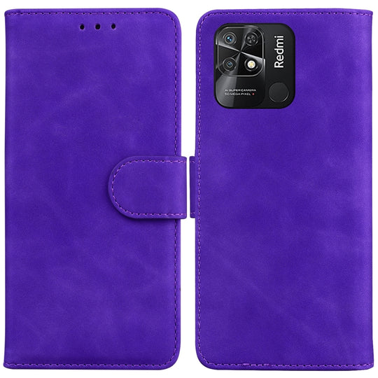For Xiaomi Redmi 10C Skin Feel Pure Color Flip Leather Phone Case(Purple)