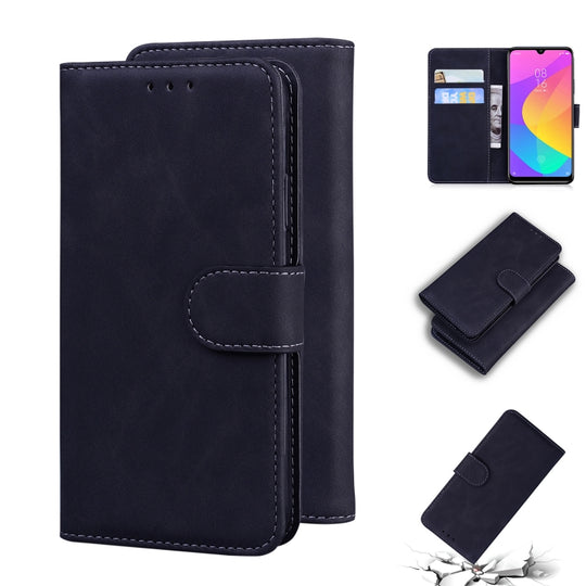 For Xiaomi Mi CC9 / 9 Lite Skin Feel Pure Color Flip Leather Phone Case(Black)