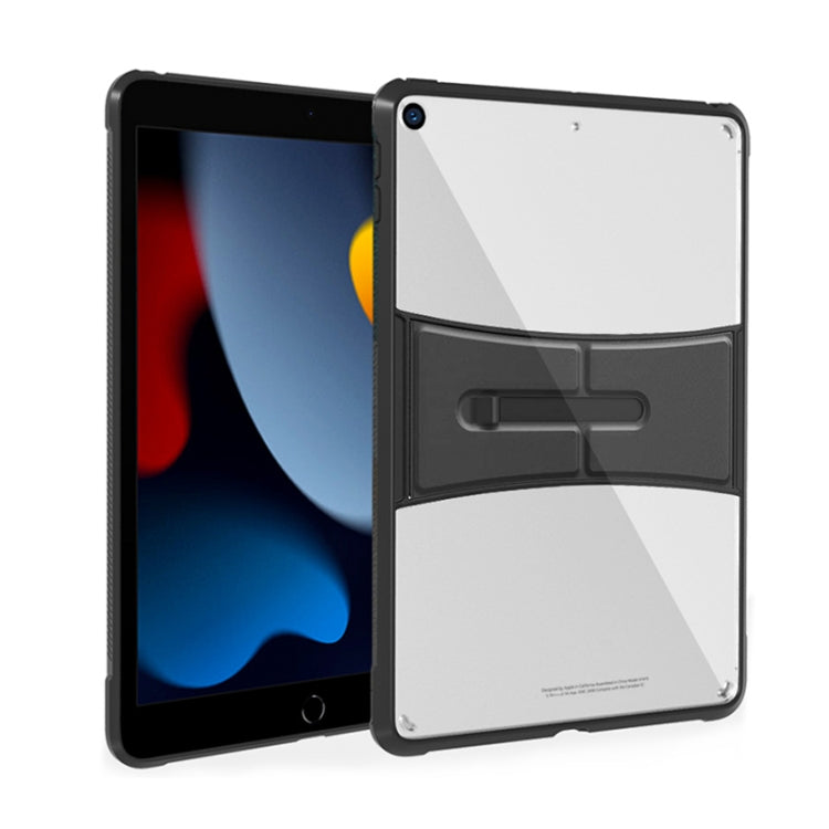 For iPad 10.2 inch 2021 / 2019 PC+TPU Transparent Holder Tablet Case(Black) - iPad 10.2 Cases by buy2fix | Online Shopping UK | buy2fix