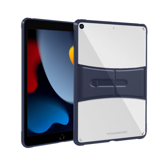 For iPad 10.2 inch 2021 / 2019 PC+TPU Transparent Holder Tablet Case(Blue) - iPad 10.2 Cases by buy2fix | Online Shopping UK | buy2fix
