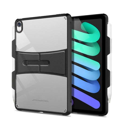 For iPad mini 2024 / mini 6 PC+TPU Transparent Holder Pen Slot Tablet Case(Black) - iPad mini 6 Cases by buy2fix | Online Shopping UK | buy2fix