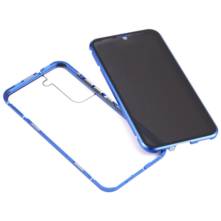 For Samsung Galaxy S22 5G Anti-peeping Magnetic Double-sided Tempered Glass Phone Case(Blue) - Galaxy S22 5G Cases by buy2fix | Online Shopping UK | buy2fix