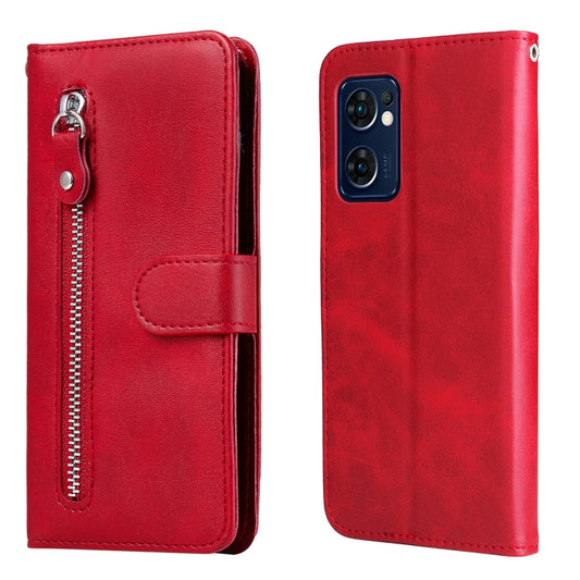 For OPPO Reno7 5G / Find X5 Lite International Version Fashion Calf Texture Zipper Horizontal Flip Leather Case(Red) by buy2fix