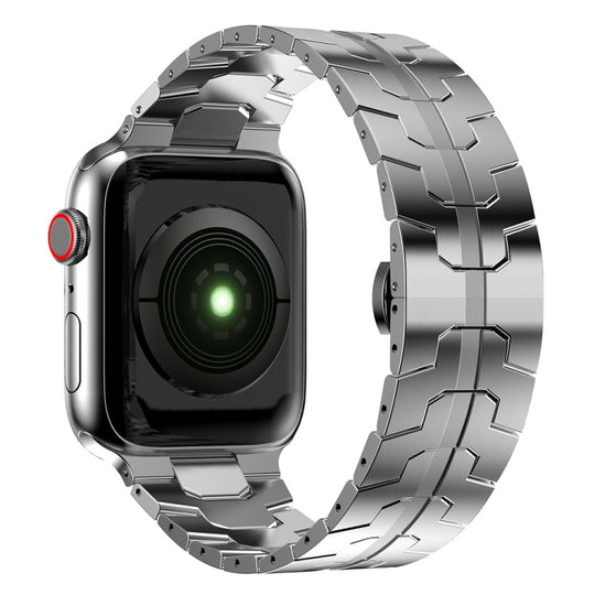 Butterfly Buckle Metal Watch Band For Apple Watch Ultra 49mm&Watch Ultra 2 49mm / Series 9&8&7 45mm / SE 3&SE 2&6&SE&5&4 44mm / 3&2&1 42mm(Silver)