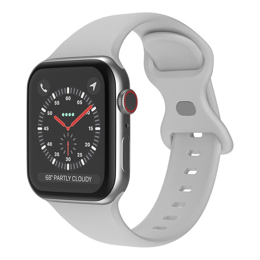 Butterfly Buckle Silicone Watch Band, Size: S For Apple Watch Series 9&8&7 41mm / SE 3&SE 2&6&SE&5&4 40mm / 3&2&1 38mm(Cloud Grey) - Watch Bands by buy2fix | Online Shopping UK | buy2fix