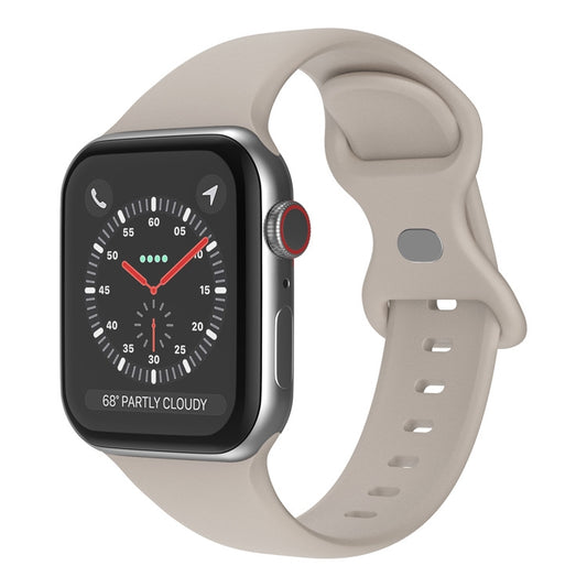 Butterfly Buckle Silicone Watch Band, Size: S For Apple Watch Series 9&8&7 41mm / SE 3&SE 2&6&SE&5&4 40mm / 3&2&1 38mm(Rock Grey) - Watch Bands by buy2fix | Online Shopping UK | buy2fix