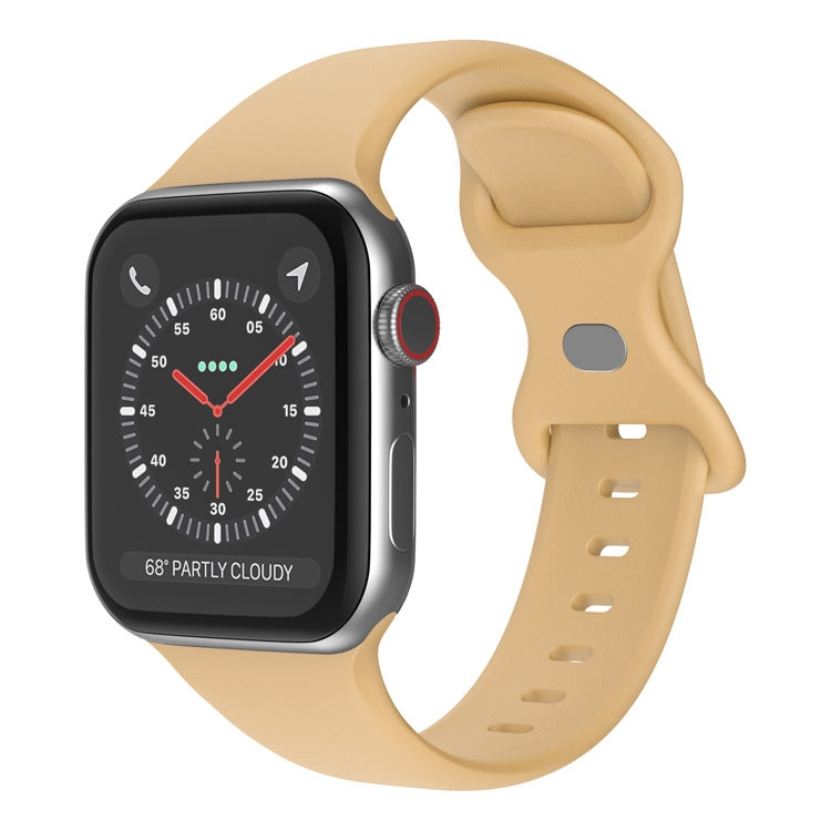 Butterfly Buckle Silicone Watch Band, Size: S For Apple Watch Series 9&8&7 41mm / SE 3&SE 2&6&SE&5&4 40mm / 3&2&1 38mm(Walnut) - Watch Bands by buy2fix | Online Shopping UK | buy2fix