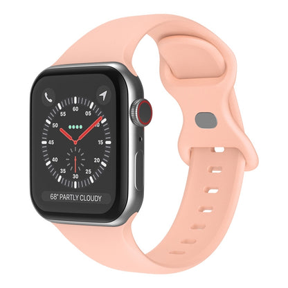Butterfly Buckle Silicone Watch Band, Size: S For Apple Watch Series 9&8&7 41mm / SE 3&SE 2&6&SE&5&4 40mm / 3&2&1 38mm(Retro Rose) - Watch Bands by buy2fix | Online Shopping UK | buy2fix
