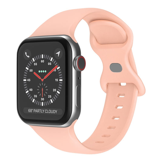 Butterfly Buckle Silicone Watch Band, Size: S For Apple Watch Series 9&8&7 41mm / SE 3&SE 2&6&SE&5&4 40mm / 3&2&1 38mm(Retro Rose) - Watch Bands by buy2fix | Online Shopping UK | buy2fix