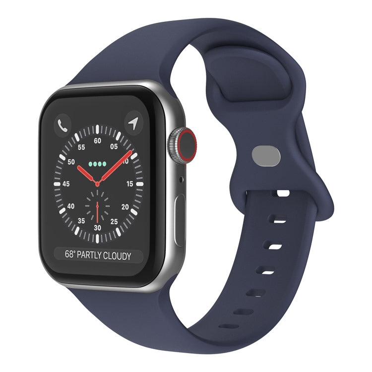 Butterfly Buckle Silicone Watch Band, Size: S For Apple Watch Series 9&8&7 41mm / SE 3&SE 2&6&SE&5&4 40mm / 3&2&1 38mm(Midnight Blue) - Watch Bands by buy2fix | Online Shopping UK | buy2fix