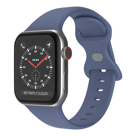 Butterfly Buckle Silicone Watch Band, Size: S For Apple Watch Series 9&8&7 41mm / SE 3&SE 2&6&SE&5&4 40mm / 3&2&1 38mm(Navy Blue) - Watch Bands by buy2fix | Online Shopping UK | buy2fix