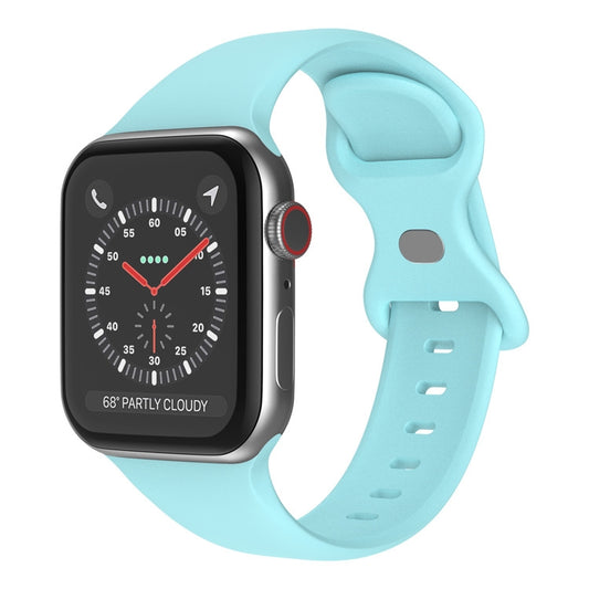 Butterfly Buckle Silicone Watch Band, Size: S For Apple Watch Series 9&8&7 41mm / SE 3&SE 2&6&SE&5&4 40mm / 3&2&1 38mm(Sapphire Blue) - Watch Bands by buy2fix | Online Shopping UK | buy2fix