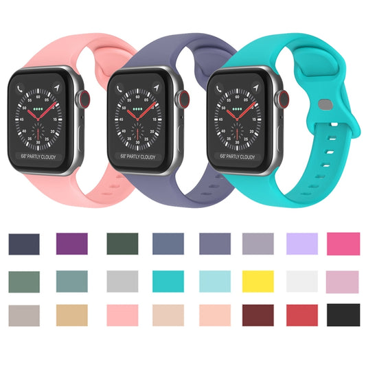 Butterfly Buckle Silicone Watch Band, Size: S For Apple Watch Series 9&8&7 41mm / SE 3&SE 2&6&SE&5&4 40mm / 3&2&1 38mm(Navy Blue) - Watch Bands by buy2fix | Online Shopping UK | buy2fix