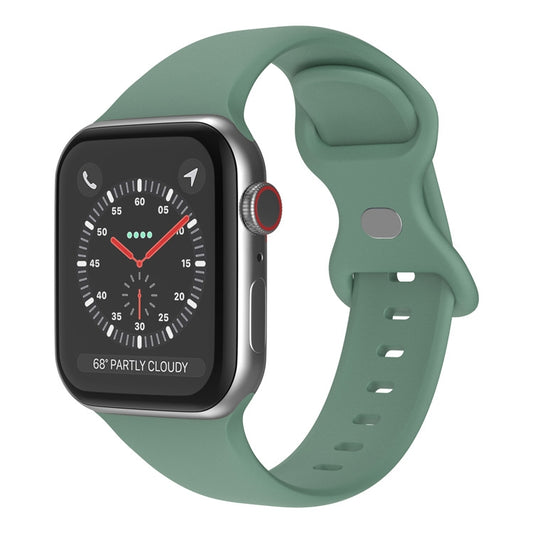 Butterfly Buckle Silicone Watch Band, Size: S For Apple Watch Ultra 49mm&Watch Ultra 2 49mm / Series 9&8&7 45mm / SE 3&SE 2&6&SE&5&4 44mm / 3&2&1 42mm(Pine Needle Green) by buy2fix