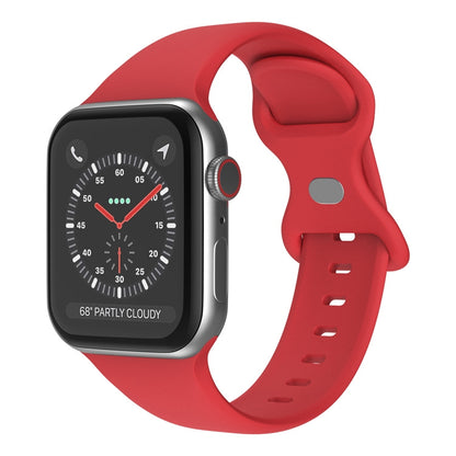 Butterfly Buckle Silicone Watch Band, Size: L For Apple Watch Ultra 49mm&Watch Ultra 2 49mm / Series 9&8&7 45mm / SE 3&SE 2&6&SE&5&4 44mm / 3&2&1 42mm(Rose Red) by buy2fix