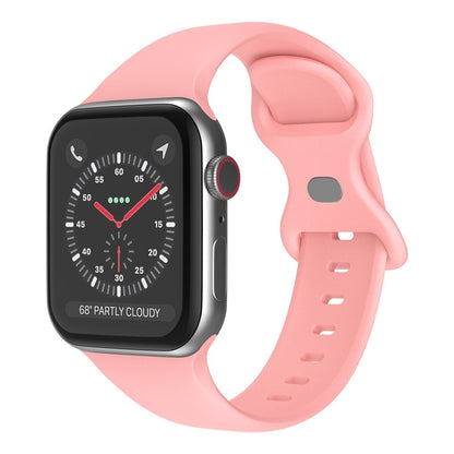 Butterfly Buckle Silicone Watch Band, Size: L For Apple Watch Ultra 49mm&Watch Ultra 2 49mm / Series 9&8&7 45mm / SE 3&SE 2&6&SE&5&4 44mm / 3&2&1 42mm(Light Pink) by buy2fix