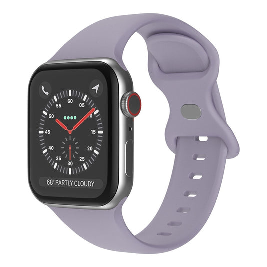 Butterfly Buckle Silicone Watch Band, Size: L For Apple Watch Ultra 49mm&Watch Ultra 2 49mm / Series 9&8&7 45mm / SE 3&SE 2&6&SE&5&4 44mm / 3&2&1 42mm(Lavender Grey) by buy2fix