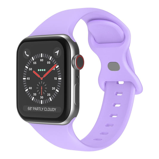 Butterfly Buckle Silicone Watch Band, Size: L For Apple Watch Ultra 49mm&Watch Ultra 2 49mm / Series 9&8&7 45mm / SE 3&SE 2&6&SE&5&4 44mm / 3&2&1 42mm(Purple) by buy2fix