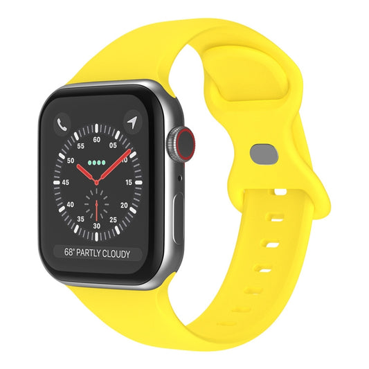 Butterfly Buckle Silicone Watch Band, Size: L For Apple Watch Ultra 49mm&Watch Ultra 2 49mm / Series 9&8&7 45mm / SE 3&SE 2&6&SE&5&4 44mm / 3&2&1 42mm(Yellow) by buy2fix