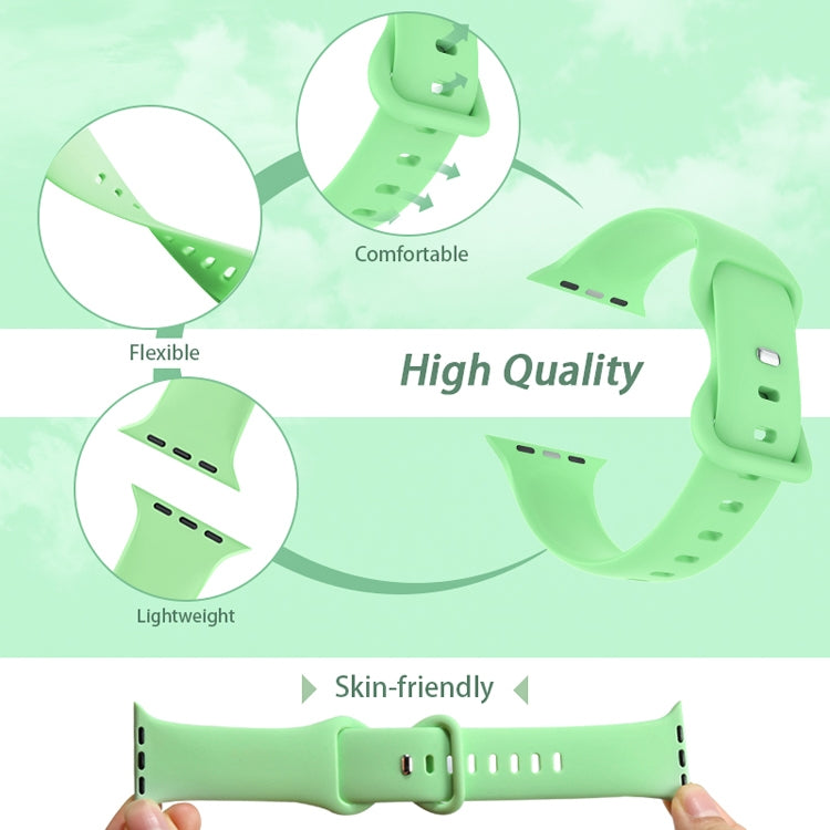 Butterfly Buckle Silicone Watch Band, Size: L For Apple Watch Ultra 49mm&Watch Ultra 2 49mm / Series 9&8&7 45mm / SE 3&SE 2&6&SE&5&4 44mm / 3&2&1 42mm(Duck Green) by buy2fix