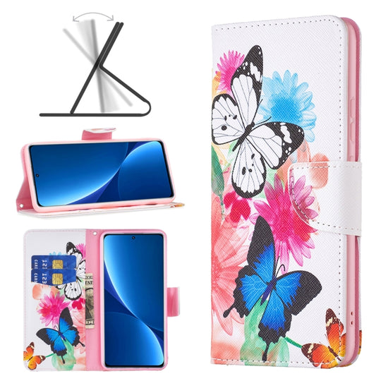 For Xiaomi 12 Pro Colored Drawing Pattern Leather Phone Case(Butterflies)
