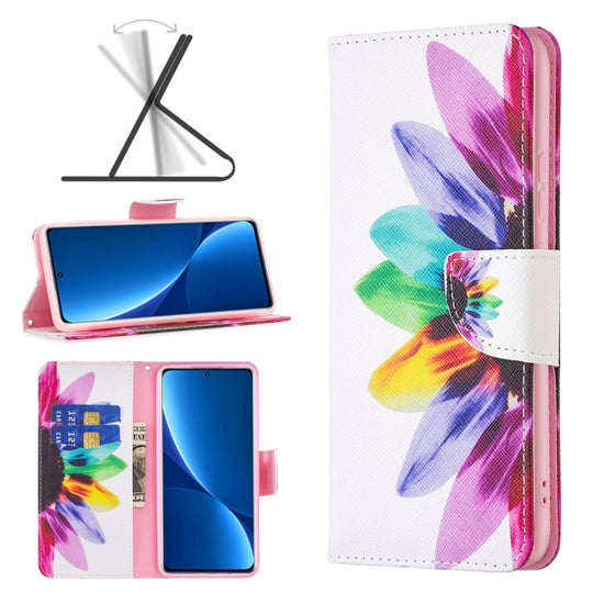For Xiaomi 12 Pro Colored Drawing Pattern Leather Phone Case(Sun Flower)