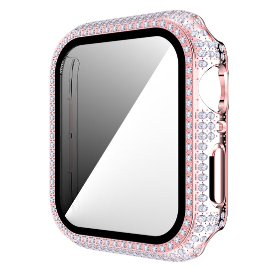 Diamond PC + Tempered Glass Watch Case For Apple Watch Series 3&2&1 42mm(Pink)