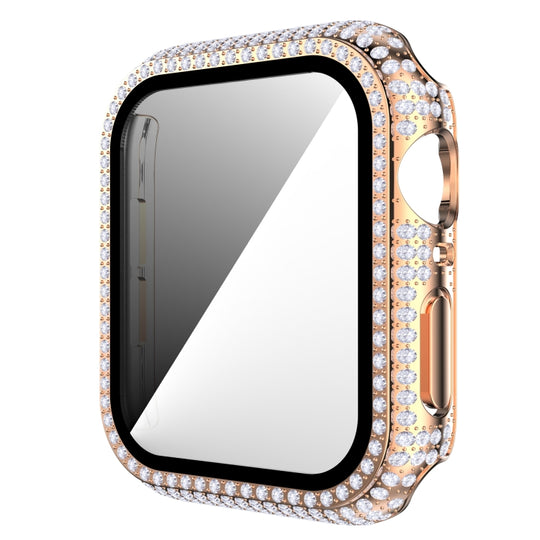 Diamond PC + Tempered Glass Watch Case For Apple Watch Series 3&2&1 42mm(Rose Gold)