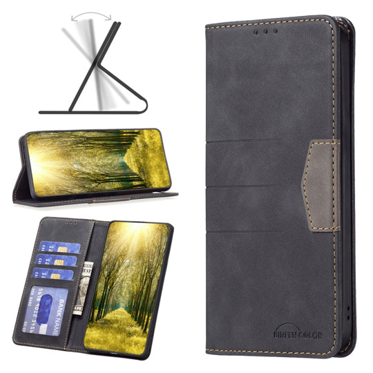 For Xiaomi Redmi 10C Magnetic Splicing Leather Phone Case(Black)