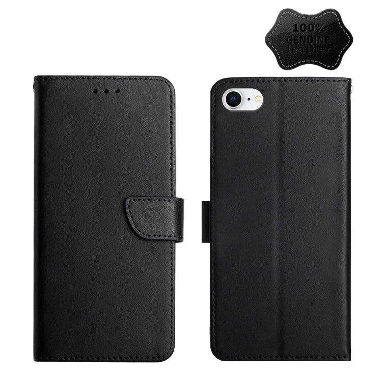 For iPhone SE 2022 / SE 2020 / 8 / 7 Genuine Leather Fingerprint-proof Horizontal Flip Phone Case(Black) - iPhone SE 2022 / 2020 / 8 / 7 Cases by buy2fix | Online Shopping UK | buy2fix