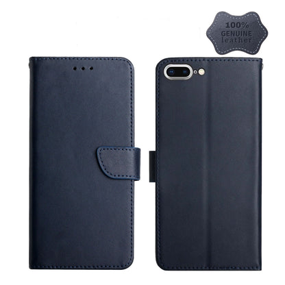 Genuine Leather Fingerprint-proof Horizontal Flip Phone Case For iPhone 7 Plus(Blue) - More iPhone Cases by buy2fix | Online Shopping UK | buy2fix
