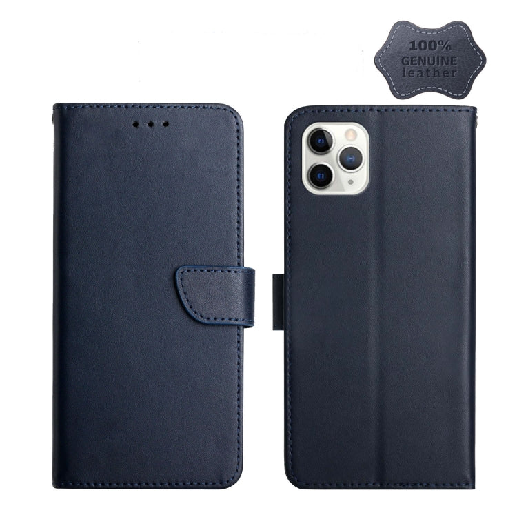 For iPhone 11 Pro Max Genuine Leather Fingerprint-proof Horizontal Flip Phone Case (Blue) - iPhone 11 Pro Max Cases by buy2fix | Online Shopping UK | buy2fix
