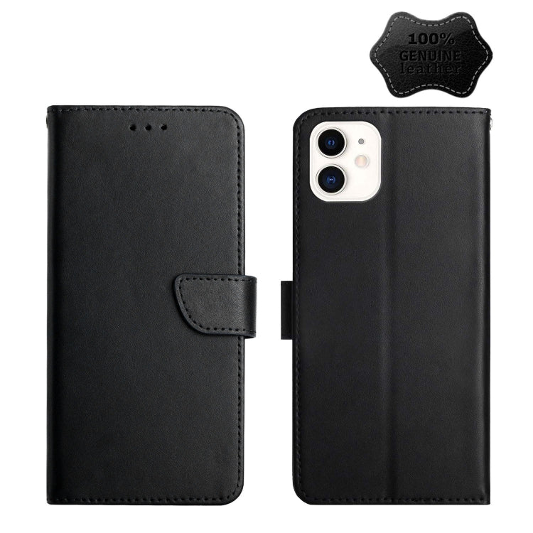 For iPhone 12 mini Genuine Leather Fingerprint-proof Horizontal Flip Phone Case (Black) - iPhone 12 mini Cases by buy2fix | Online Shopping UK | buy2fix