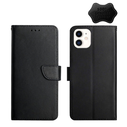 For iPhone 12 mini Genuine Leather Fingerprint-proof Horizontal Flip Phone Case (Black) - iPhone 12 mini Cases by buy2fix | Online Shopping UK | buy2fix