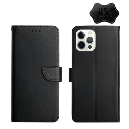 For iPhone 12 Pro Genuine Leather Fingerprint-proof Horizontal Flip Phone Case(Black) - iPhone 12 / 12 Pro Cases by buy2fix | Online Shopping UK | buy2fix