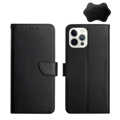 For iPhone 12 Pro Max Genuine Leather Fingerprint-proof Horizontal Flip Phone Case(Black) - iPhone 12 Pro Max Cases by buy2fix | Online Shopping UK | buy2fix