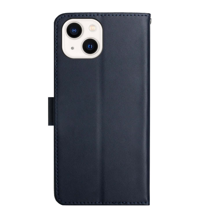 For iPhone 13 mini Genuine Leather Fingerprint-proof Horizontal Flip Phone Case (Blue) - iPhone 13 mini Cases by buy2fix | Online Shopping UK | buy2fix