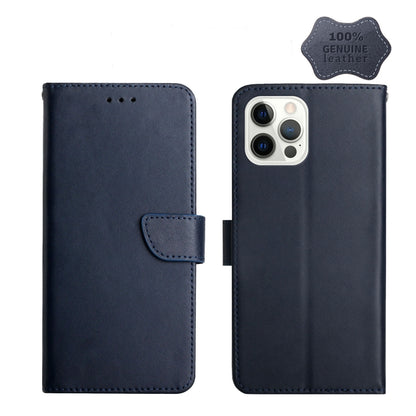 For iPhone 13 Pro Genuine Leather Fingerprint-proof Horizontal Flip Phone Case (Blue) - iPhone 13 Pro Cases by buy2fix | Online Shopping UK | buy2fix