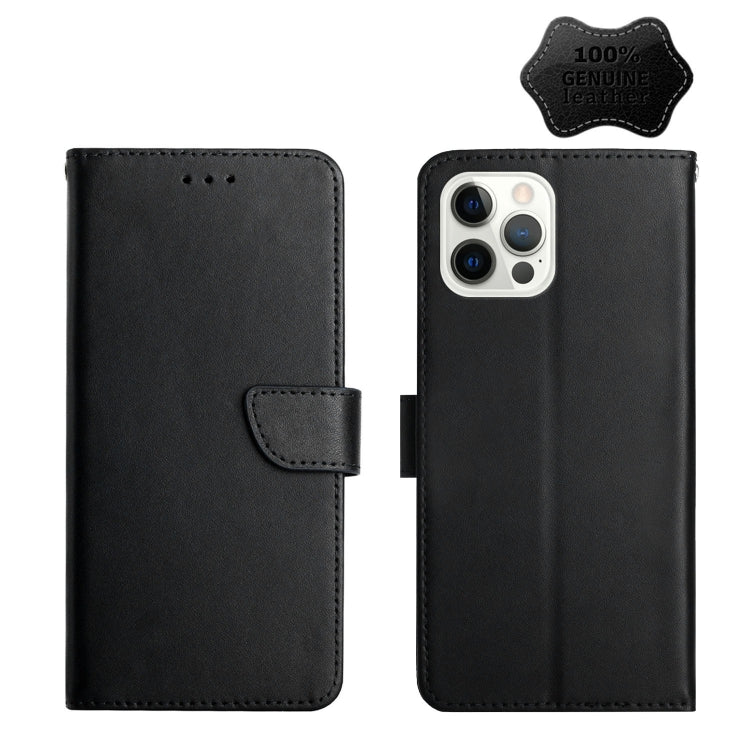 For iPhone 13 Pro Max Genuine Leather Fingerprint-proof Horizontal Flip Phone Case (Black) - iPhone 13 Pro Max Cases by buy2fix | Online Shopping UK | buy2fix