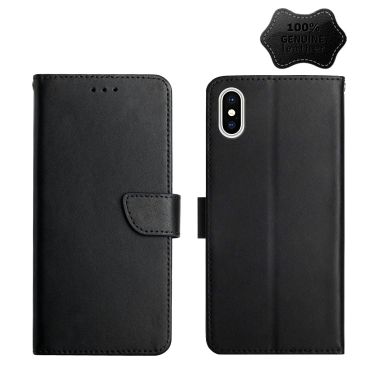 For iPhone X Genuine Leather Fingerprint-proof Horizontal Flip Phone Case(Black) - More iPhone Cases by buy2fix | Online Shopping UK | buy2fix