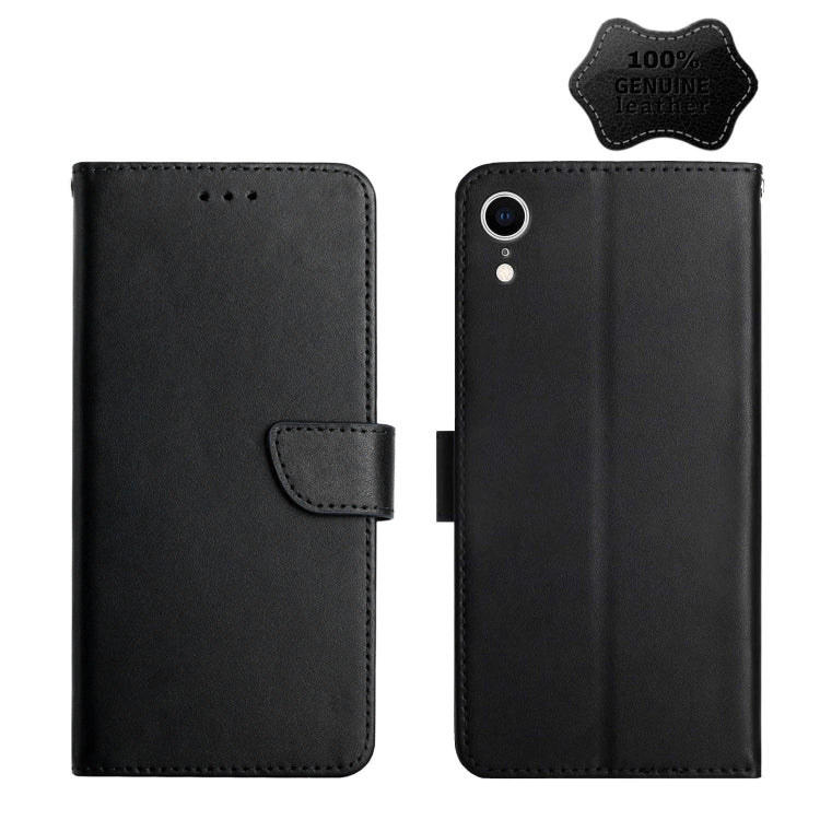 For iPhone XR Genuine Leather Fingerprint-proof Horizontal Flip Phone Case(Black) - More iPhone Cases by buy2fix | Online Shopping UK | buy2fix