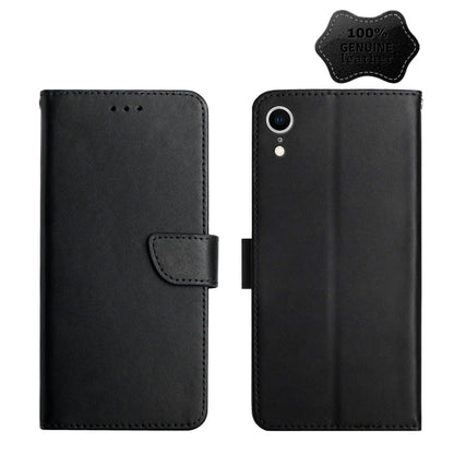 For iPhone XR Genuine Leather Fingerprint-proof Horizontal Flip Phone Case(Black) - More iPhone Cases by buy2fix | Online Shopping UK | buy2fix