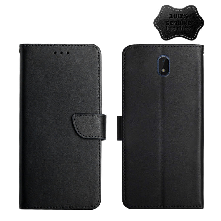 For Nokia C01 Plus Genuine Leather Fingerprint-proof Horizontal Flip Phone Case(Black) - Nokia Cases by buy2fix | Online Shopping UK | buy2fix