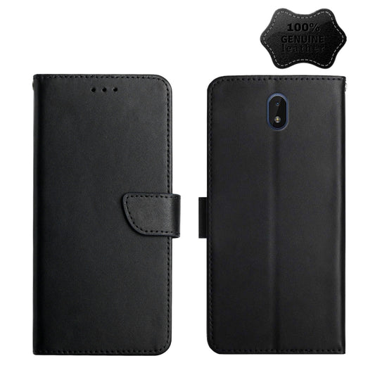 For Nokia C01 Plus Genuine Leather Fingerprint-proof Horizontal Flip Phone Case(Black) - Nokia Cases by buy2fix | Online Shopping UK | buy2fix