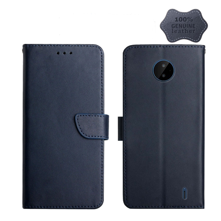 For Nokia C10 / C20 Genuine Leather Fingerprint-proof Horizontal Flip Phone Case(Blue) - Nokia Cases by buy2fix | Online Shopping UK | buy2fix