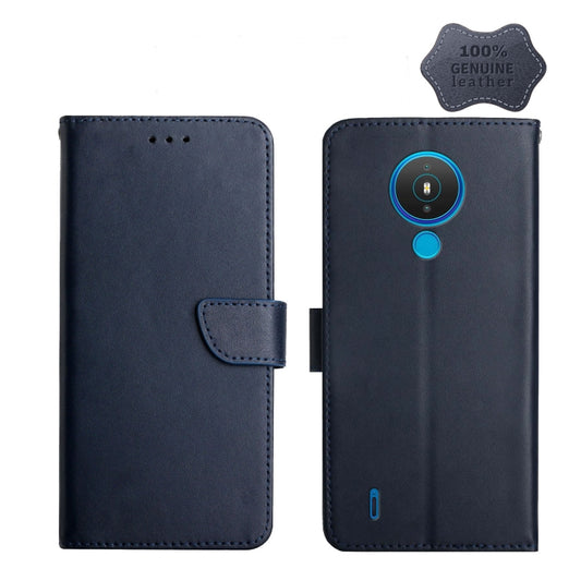 For Nokia 1.4 Genuine Leather Fingerprint-proof Horizontal Flip Phone Case(Blue) - Nokia Cases by buy2fix | Online Shopping UK | buy2fix