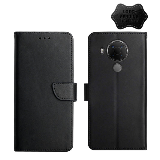 For Nokia 5.4 Genuine Leather Fingerprint-proof Horizontal Flip Phone Case(Black) - Nokia Cases by buy2fix | Online Shopping UK | buy2fix