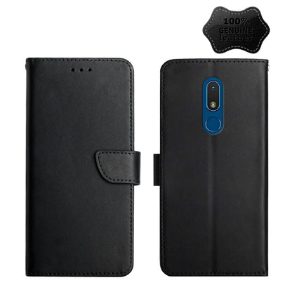 For Nokia C3 Genuine Leather Fingerprint-proof Horizontal Flip Phone Case(Black) - Nokia Cases by buy2fix | Online Shopping UK | buy2fix