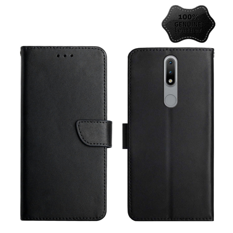 For Nokia 2.4 Genuine Leather Fingerprint-proof Horizontal Flip Phone Case(Black) - Nokia Cases by buy2fix | Online Shopping UK | buy2fix