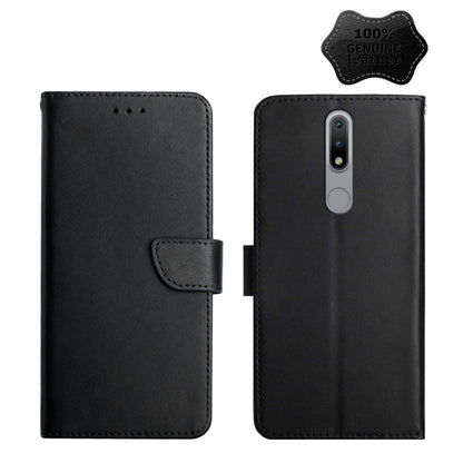 For Nokia 2.4 Genuine Leather Fingerprint-proof Horizontal Flip Phone Case(Black) - Nokia Cases by buy2fix | Online Shopping UK | buy2fix